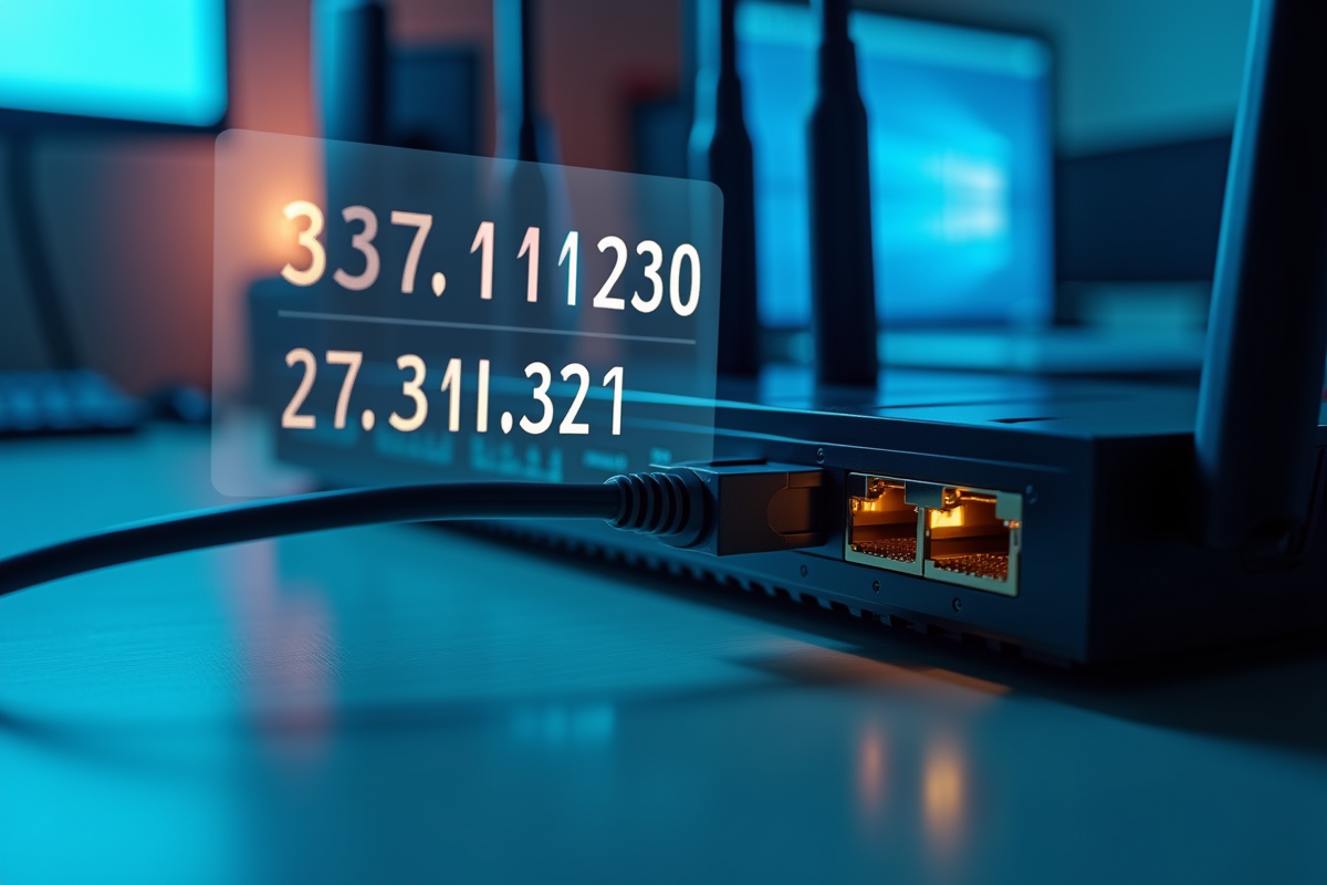 Câble Ethernet connecté à un routeur avec adresse IP flottante