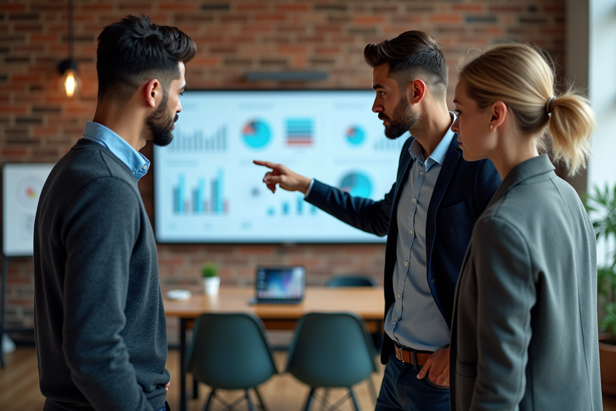 Equipe de professionnels analysant des données marketing