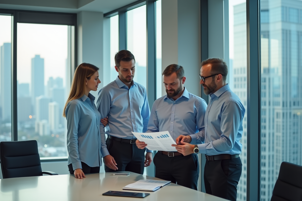 Groupe de collègues discutant lors d